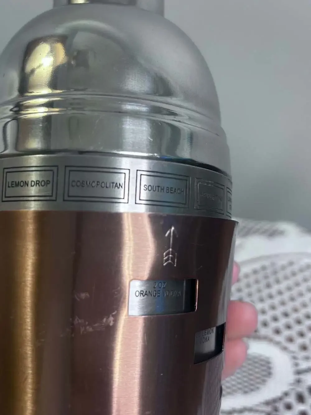 Dial-A-Drink Copper Cocktail Shaker Stainless Steel Recipe Shaker